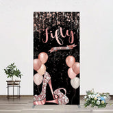 Lofaris Glitter Balloon High Heel Birthday Rectangle Backdrop